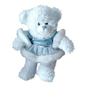 Build-A-Bear Teddy 16 Inch White & Blue "Fur" with Blue Nose and Mouth